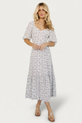 Elisabeth Button Dress | Baltic Born Off White + Blue Floral