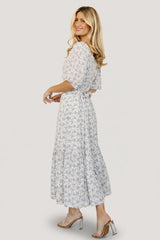 Elisabeth Button Dress | Baltic Born Off White + Blue Floral