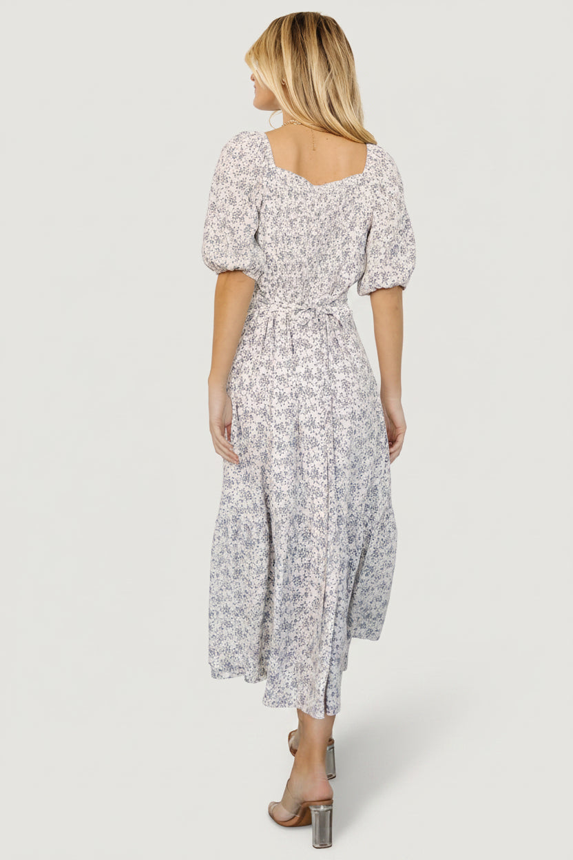 Elisabeth Button Dress | Baltic Born Off White + Blue Floral