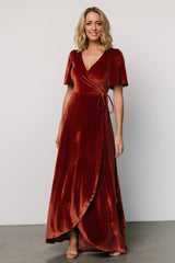 Katelyn Velvet Maxi Wrap Dress | Baltic Born Cinnamon
