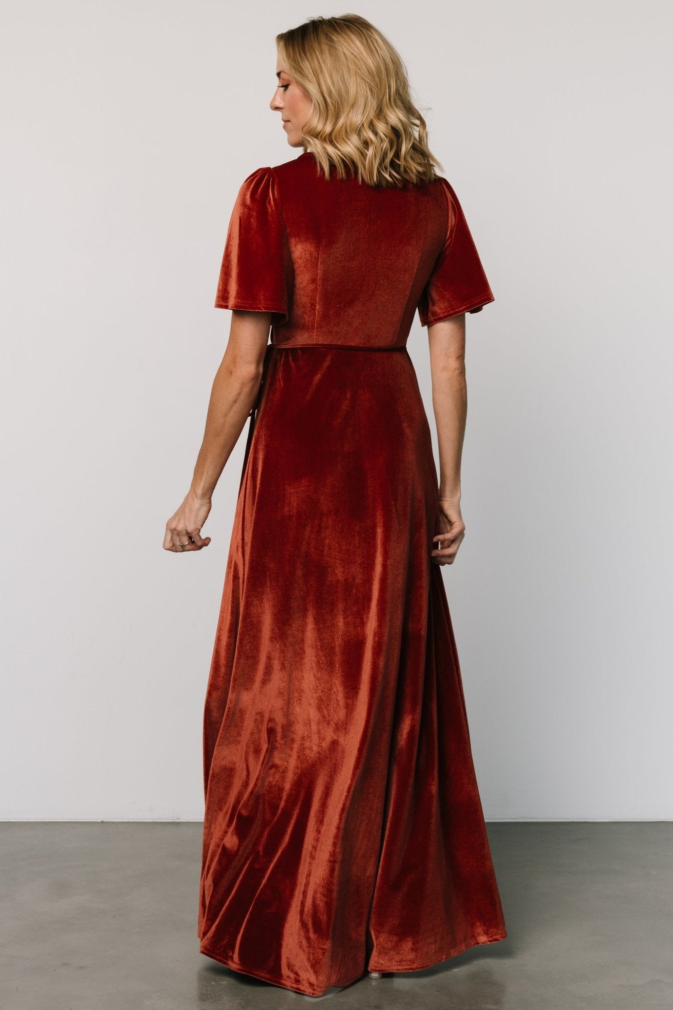 Katelyn Velvet Maxi Wrap Dress | Baltic Born Cinnamon