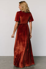 Katelyn Velvet Maxi Wrap Dress | Baltic Born Cinnamon