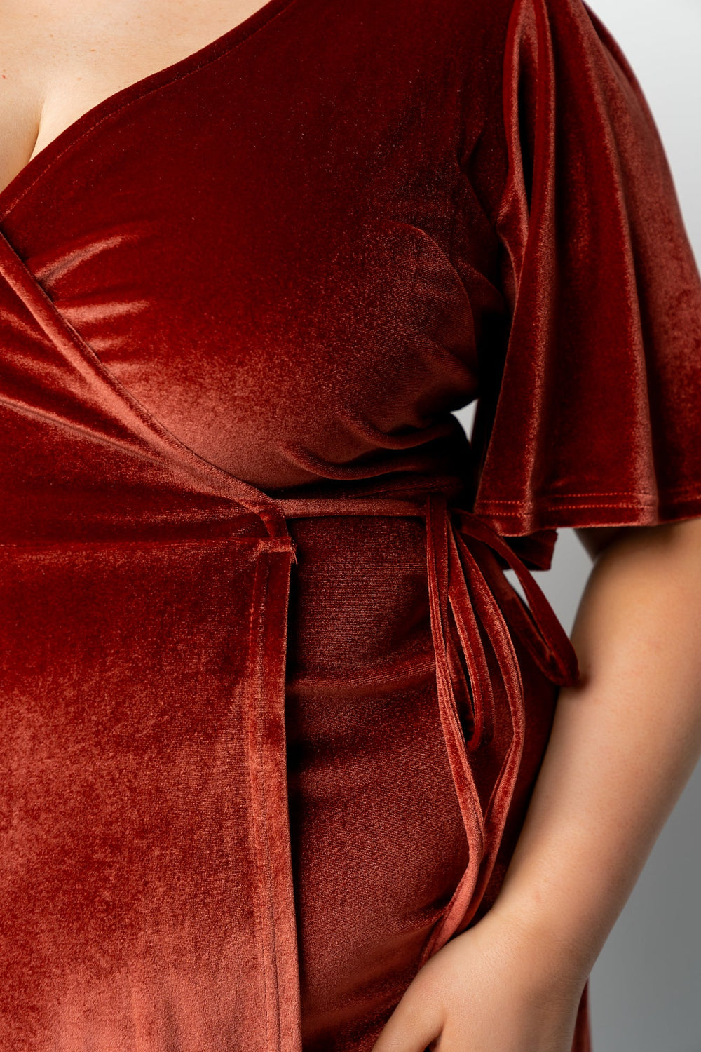 Katelyn Velvet Maxi Wrap Dress | Baltic Born Cinnamon