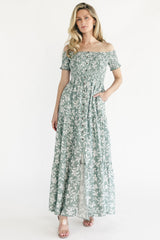 Payton Off Shoulder Maxi Dress | Baltic Born Dusty Sage