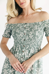 Payton Off Shoulder Maxi Dress | Baltic Born Dusty Sage