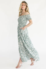 Payton Off Shoulder Maxi Dress | Baltic Born Dusty Sage