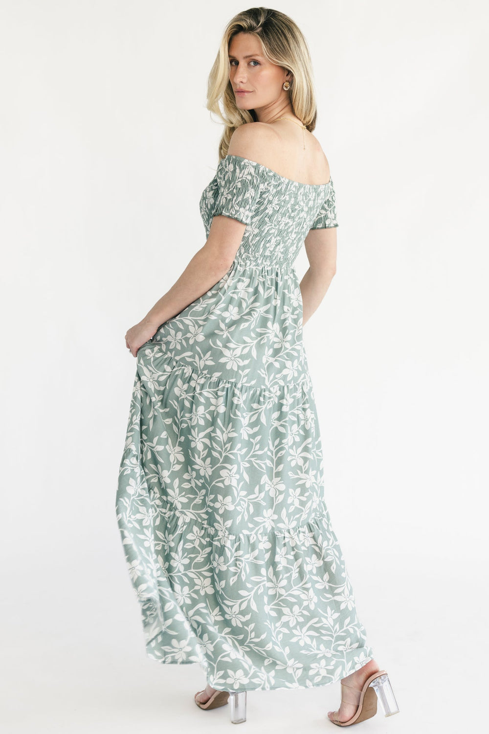Payton Off Shoulder Maxi Dress | Baltic Born Dusty Sage