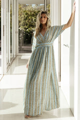 Mylis Kimono Dress | Baltic Born Blue + Green Print
