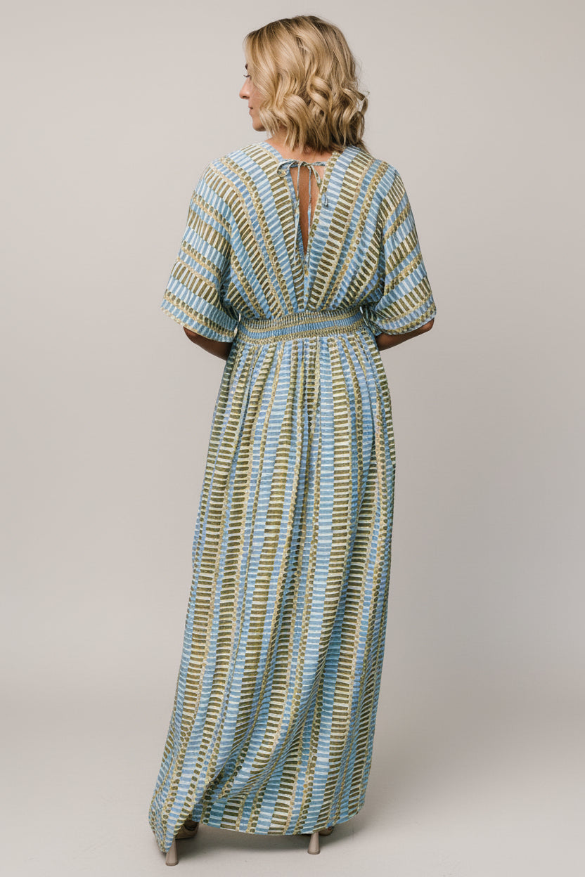 Mylis Kimono Dress | Baltic Born Blue + Green Print