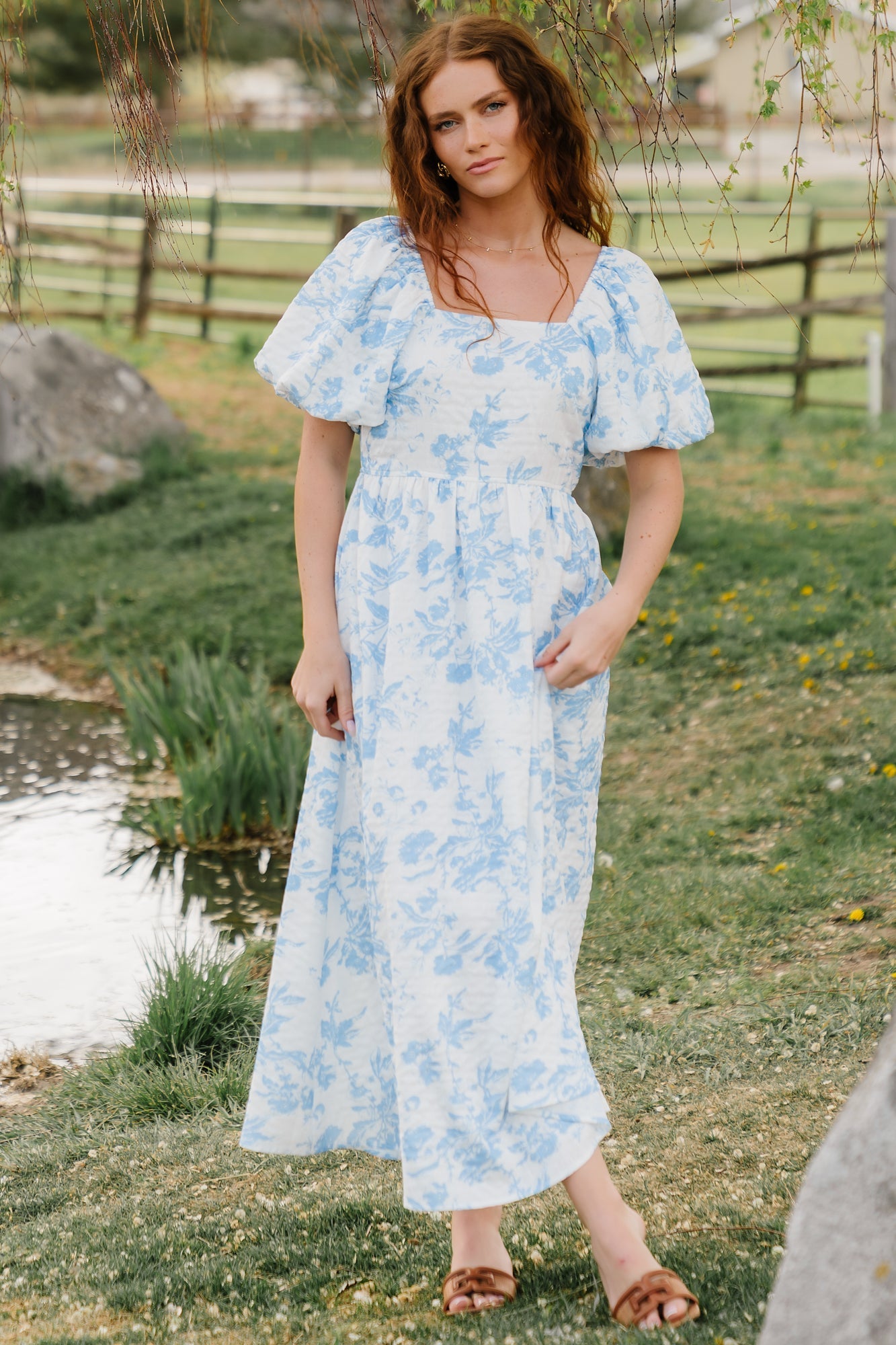 Graceland Maxi Dress | Baltic Born White + Blue Floral