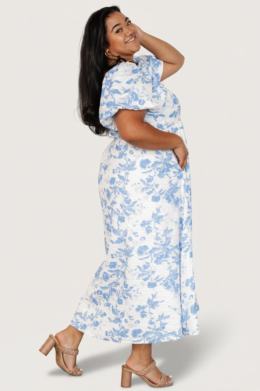 Graceland Maxi Dress | Baltic Born White + Blue Floral