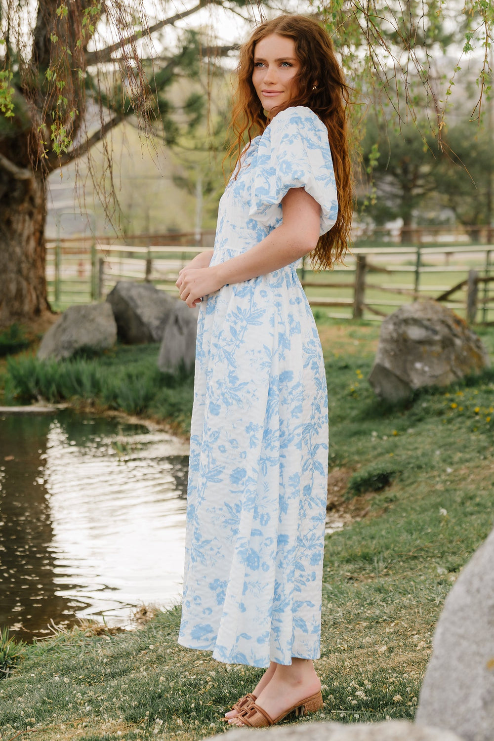 Graceland Maxi Dress | Baltic Born White + Blue Floral