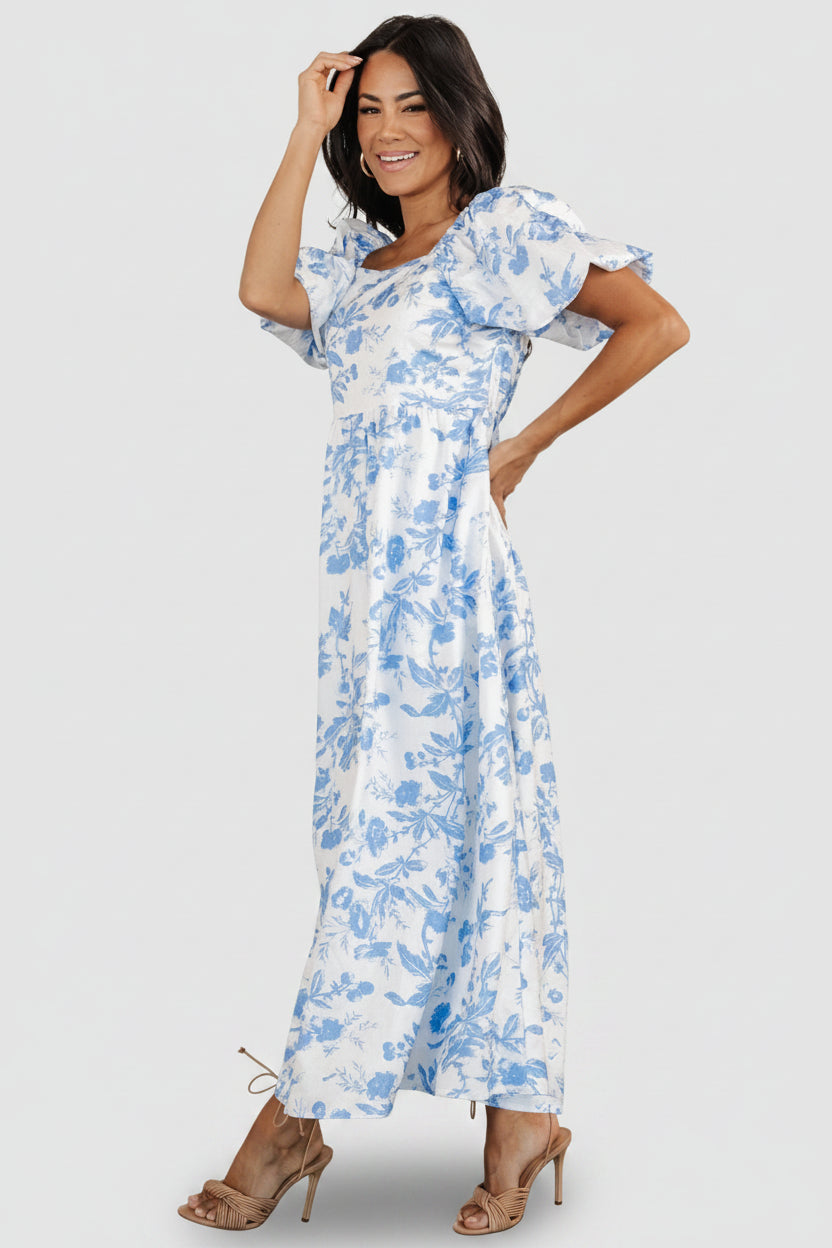 Graceland Maxi Dress | Baltic Born White + Blue Floral