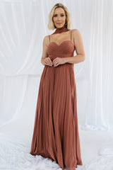 Georgina Pleated Maxi Dress | Baltic Born Rosy Brown