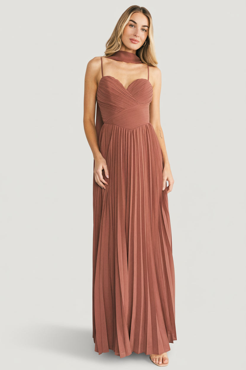 Georgina Pleated Maxi Dress | Baltic Born Rosy Brown