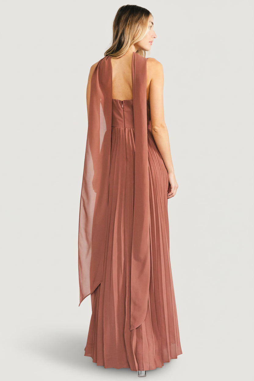 Georgina Pleated Maxi Dress | Baltic Born Rosy Brown