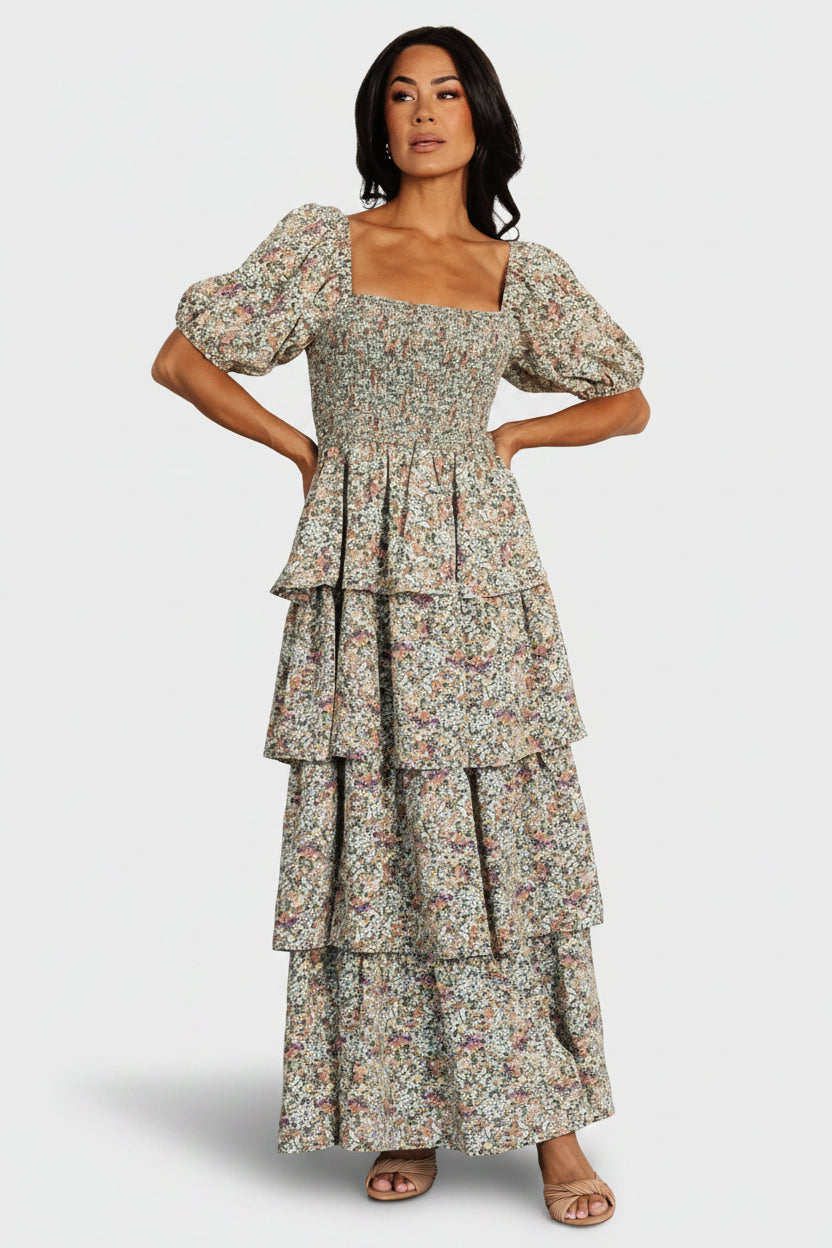 Felicia Tiered Maxi Dress | Baltic Born Green Multi