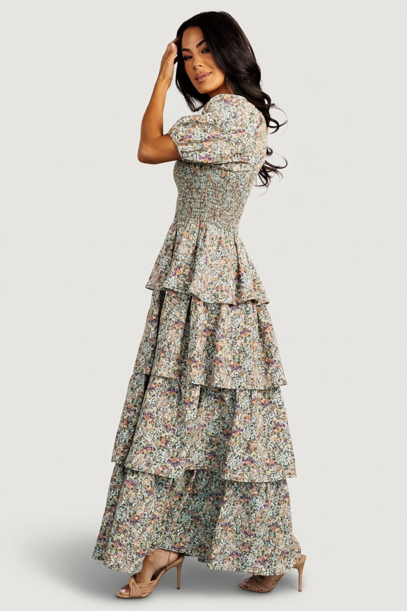 Felicia Tiered Maxi Dress | Baltic Born Green Multi