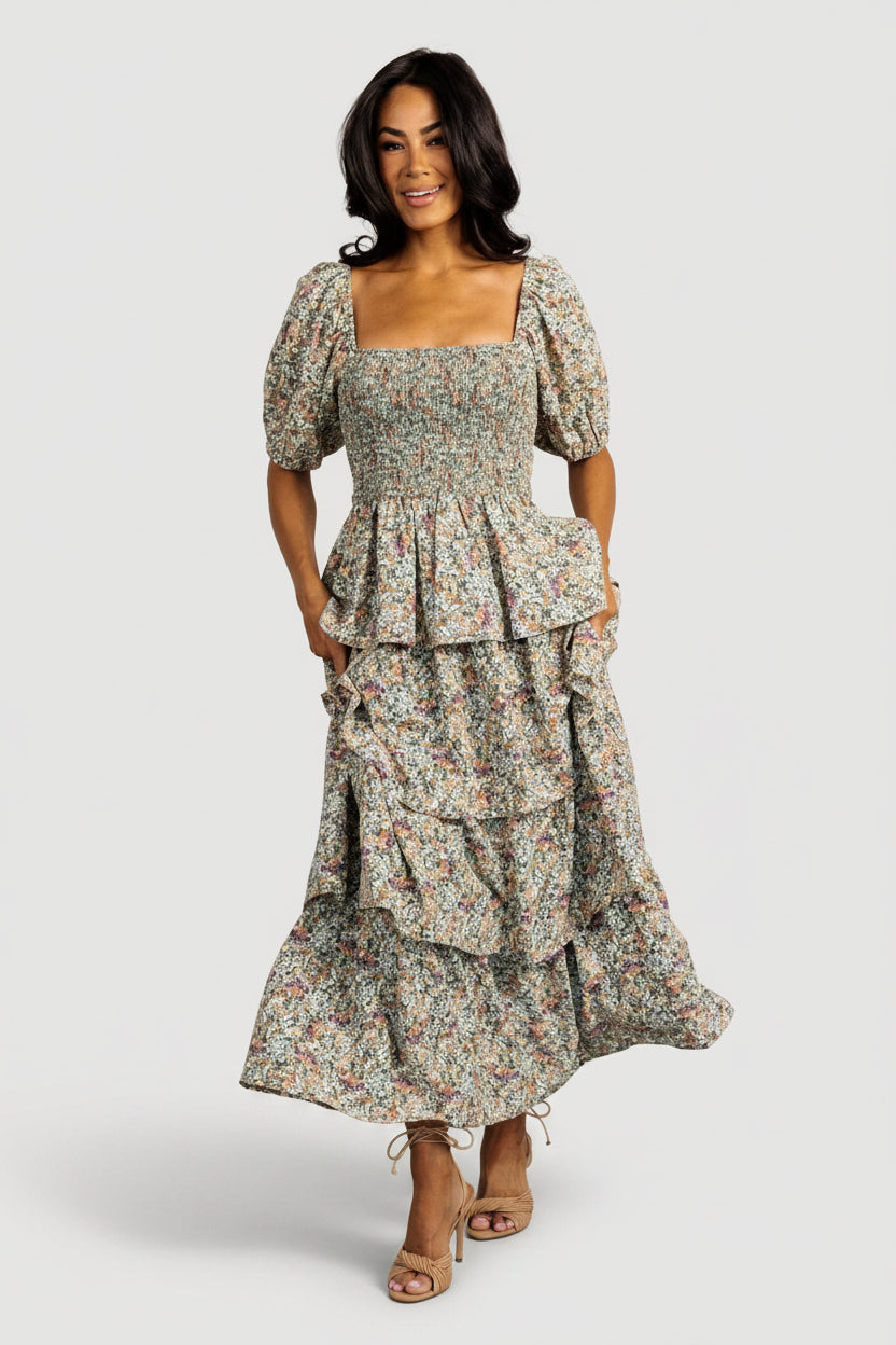 Felicia Tiered Maxi Dress | Baltic Born Green Multi