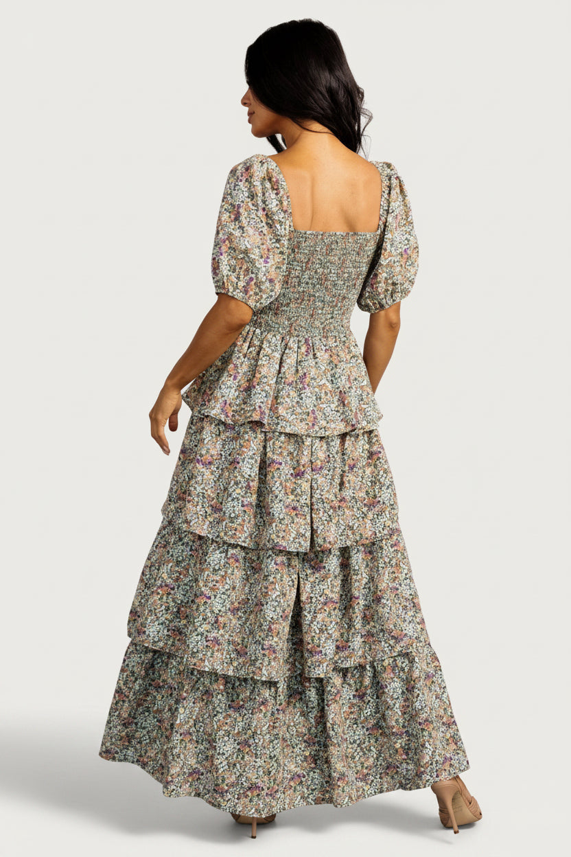 Felicia Tiered Maxi Dress | Baltic Born Green Multi