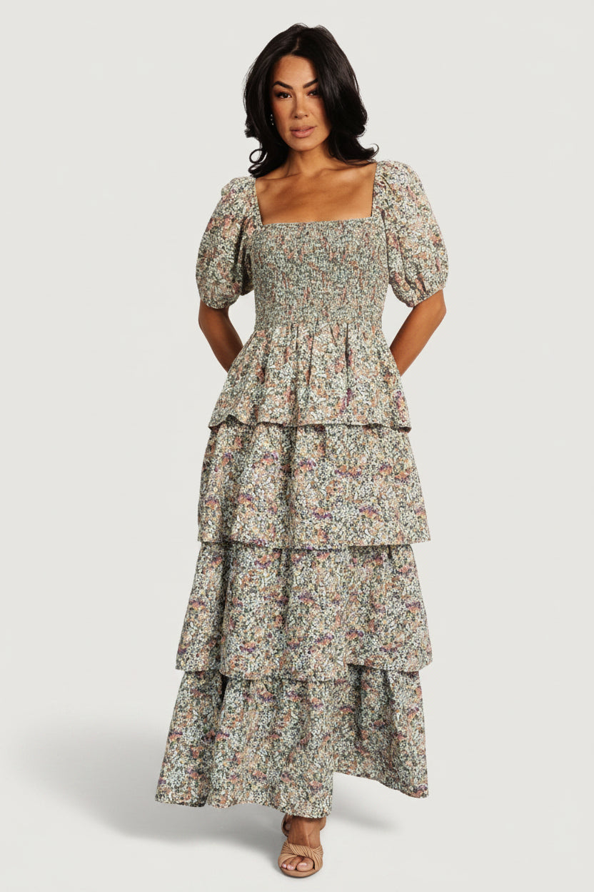 Felicia Tiered Maxi Dress | Baltic Born Green Multi