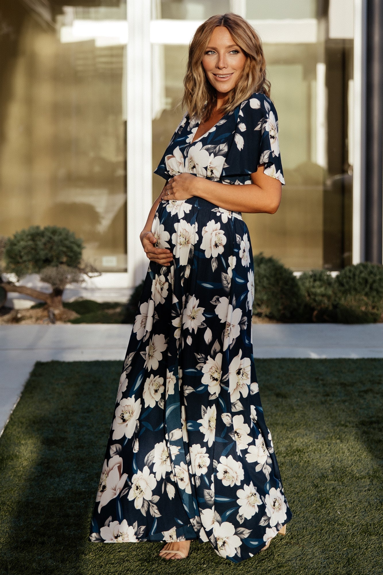 Verona Smocked Maxi Dress | Baltic Born Navy + White Floral