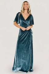 Meghan Velvet Wrap Maxi Dress | Baltic Born Persian Blue