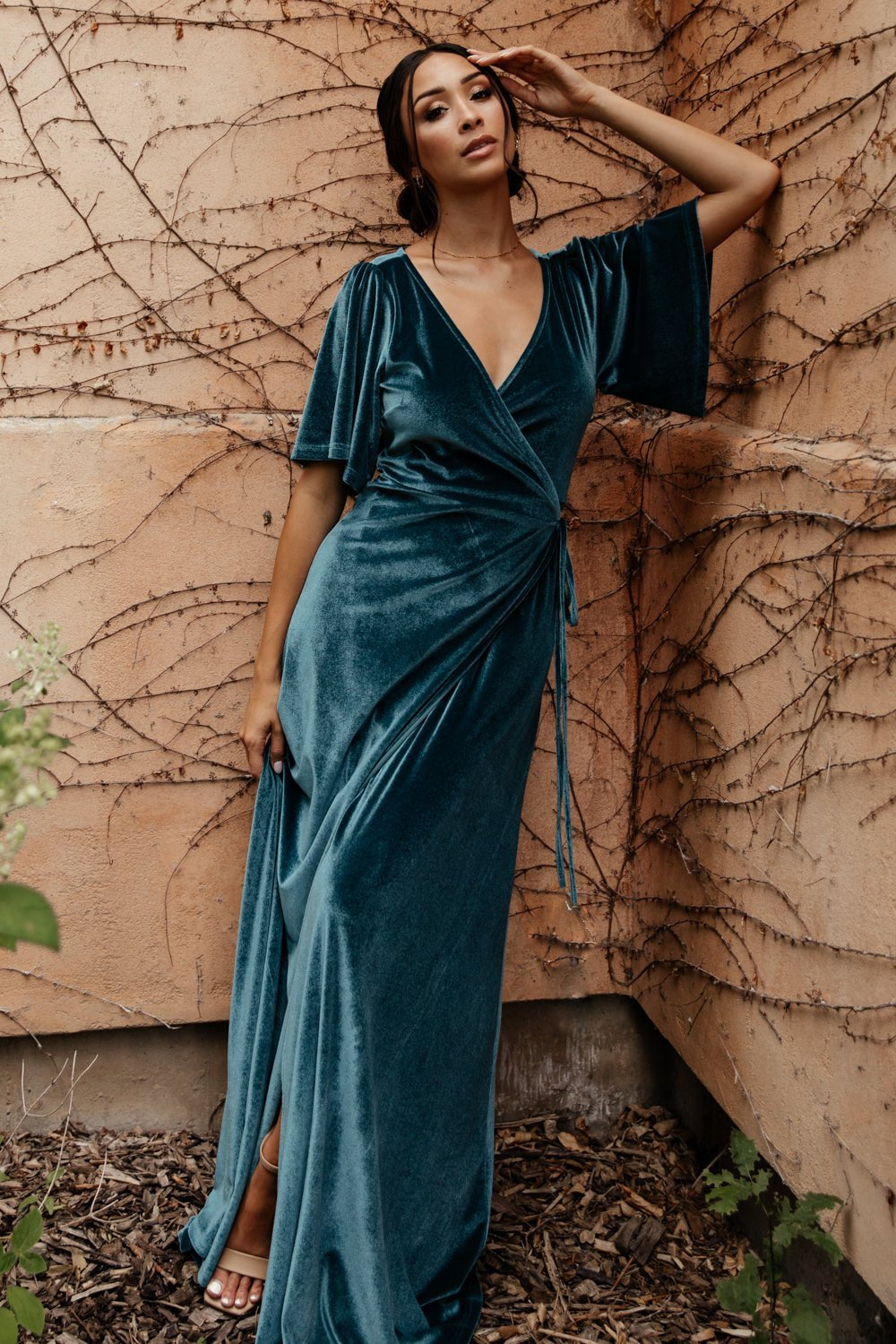 Meghan Velvet Wrap Maxi Dress | Baltic Born Persian Blue