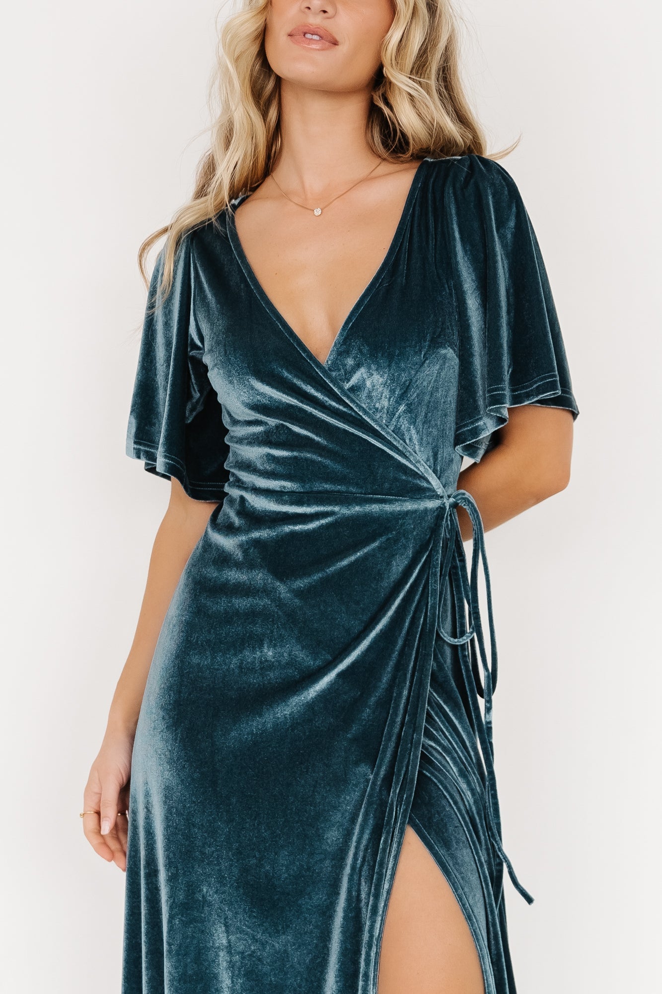 Meghan Velvet Wrap Maxi Dress | Baltic Born Persian Blue