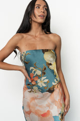 Hermosa Strapless Maxi Dress | Baltic Born Teal Multi Floral