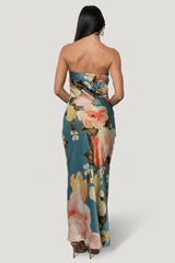 Hermosa Strapless Maxi Dress | Baltic Born Teal Multi Floral