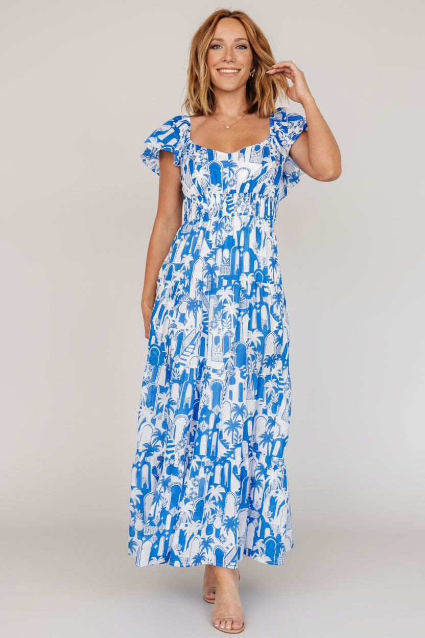 Catira Maxi Dress | Baltic Born Blue + White