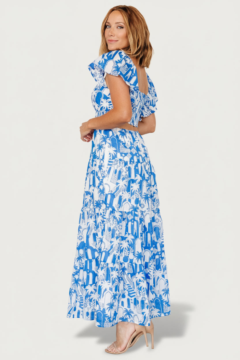 Catira Maxi Dress | Baltic Born Blue + White