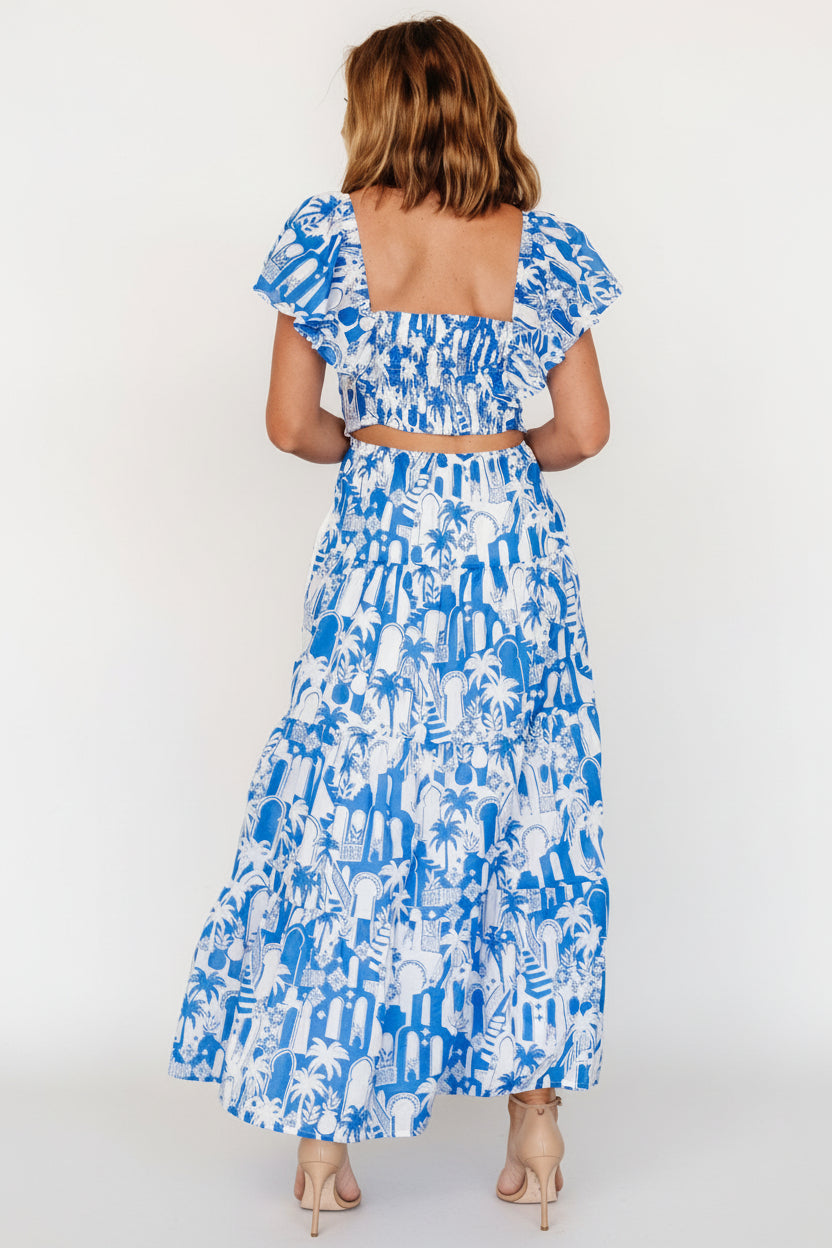 Catira Maxi Dress | Baltic Born Blue + White