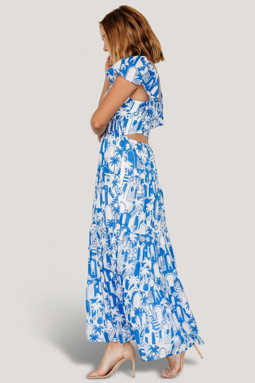 Catira Maxi Dress | Baltic Born Blue + White