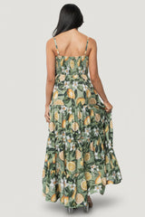 Silvia Tiered Maxi Dress | Baltic Born Sage Lemon Print