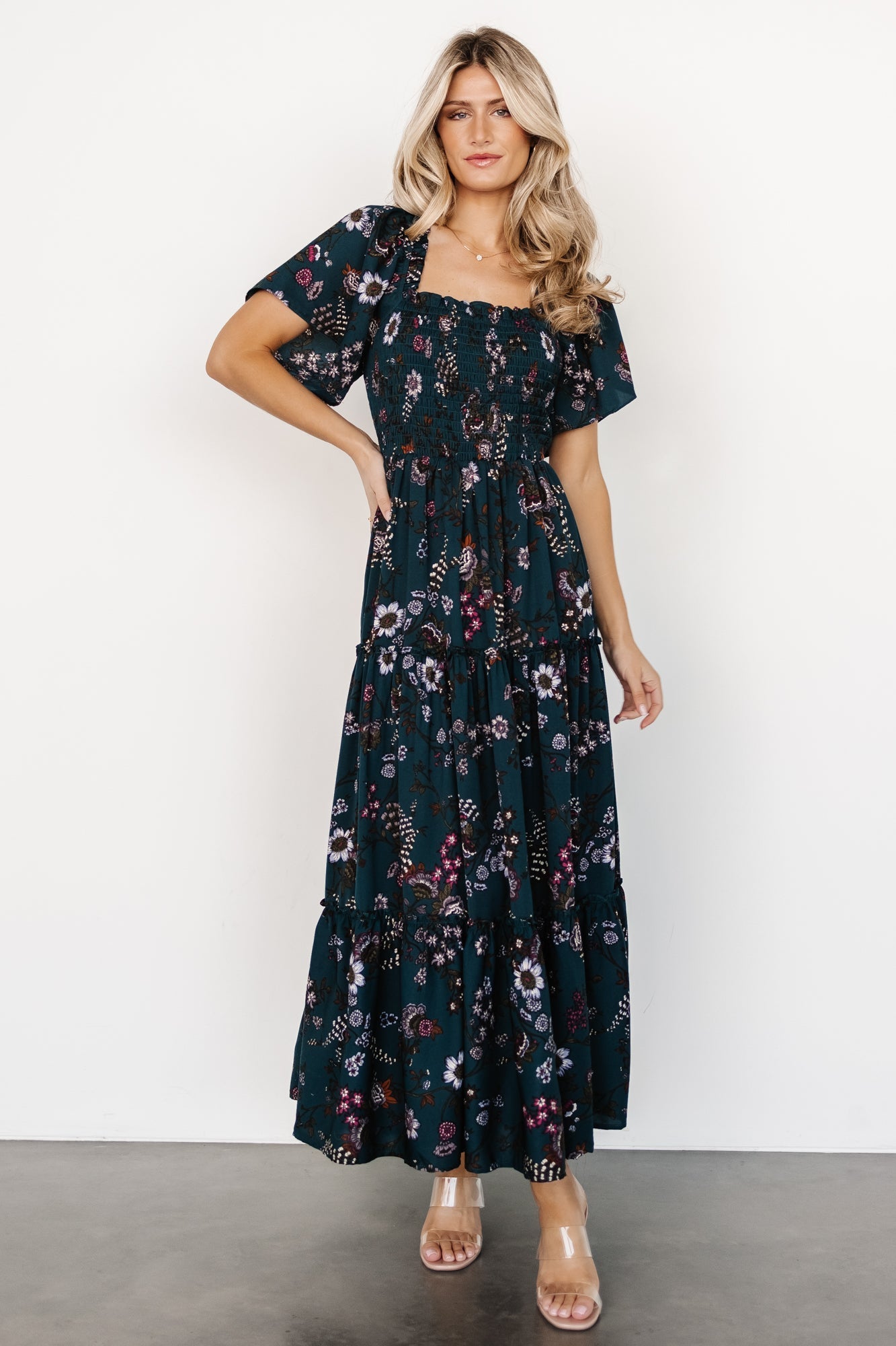 Southampton Smocked Maxi Dress | Baltic Born Jade Blossom