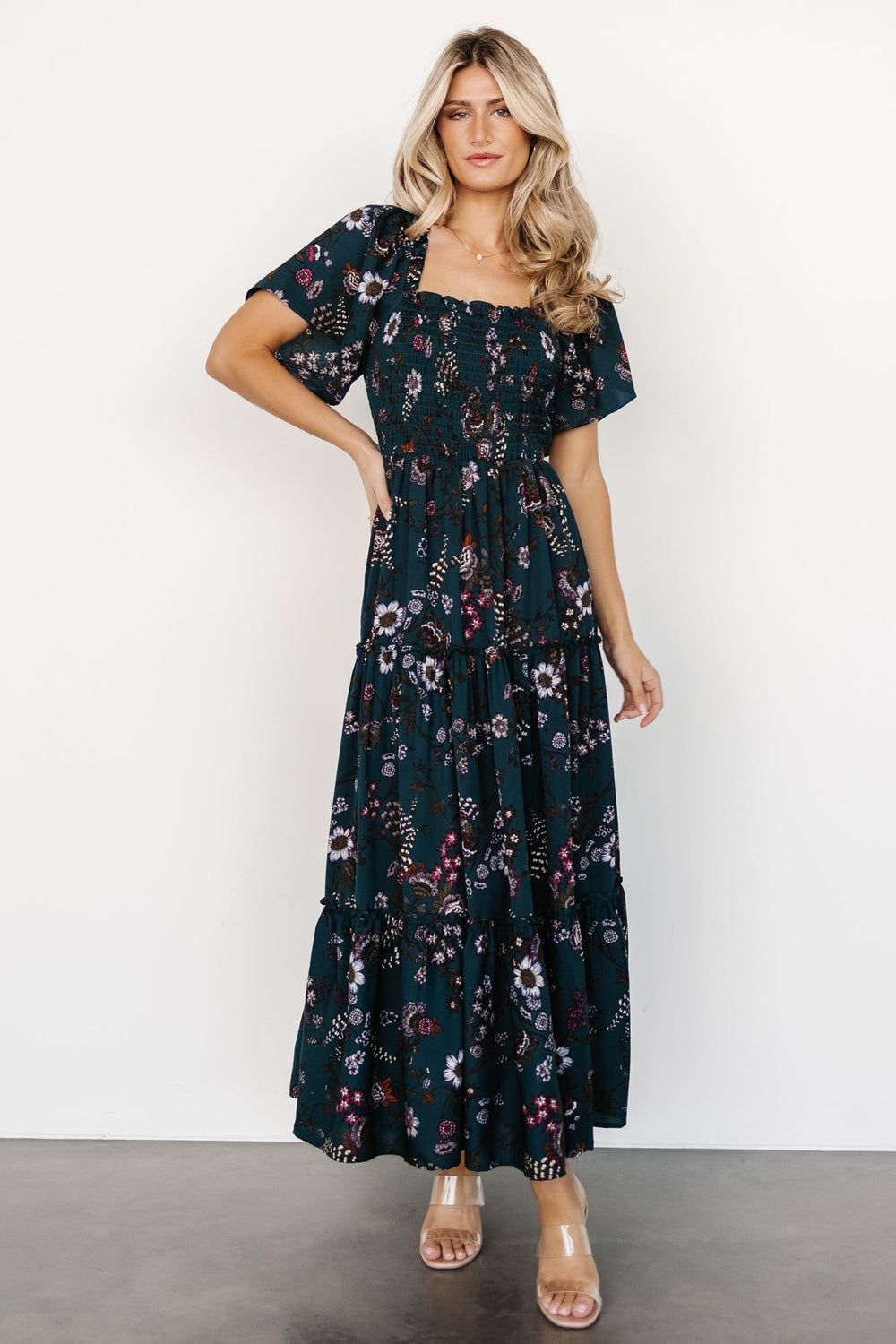 Southampton Smocked Maxi Dress | Baltic Born Jade Blossom