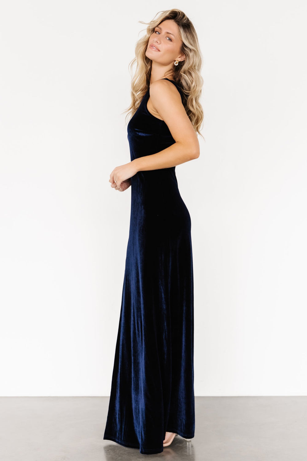 Tatiana Velvet One Shoulder Maxi Dress | Baltic Born Navy