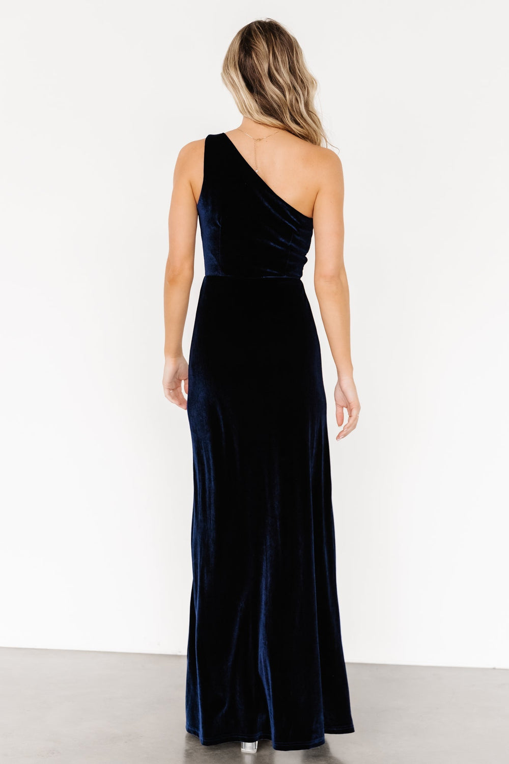 Tatiana Velvet One Shoulder Maxi Dress | Baltic Born Navy