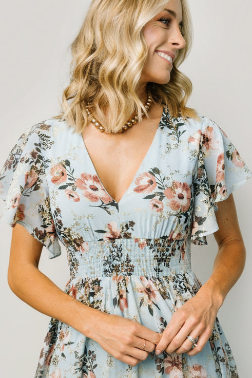 Lynlee Metallic Maxi Dress | Baltic Born Light Blue