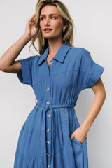 Aizey Button Up Maxi Dress | Baltic Born Blue