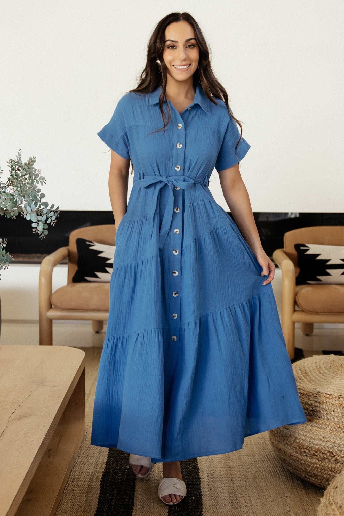 Aizey Button Up Maxi Dress | Baltic Born Blue