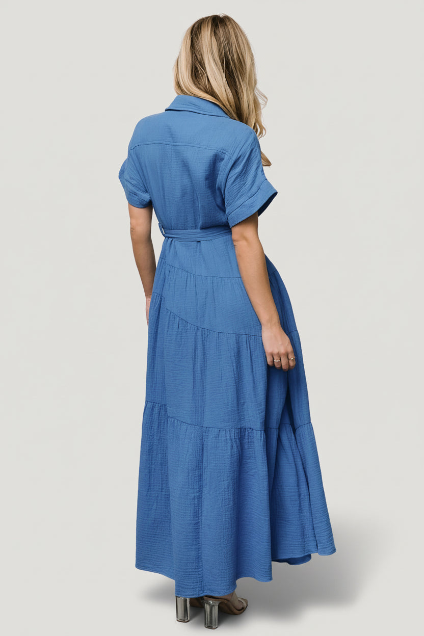 Aizey Button Up Maxi Dress | Baltic Born Blue