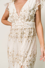 Eva Embroidered Maxi Dress | Baltic Born White + Gold