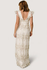 Eva Embroidered Maxi Dress | Baltic Born White + Gold