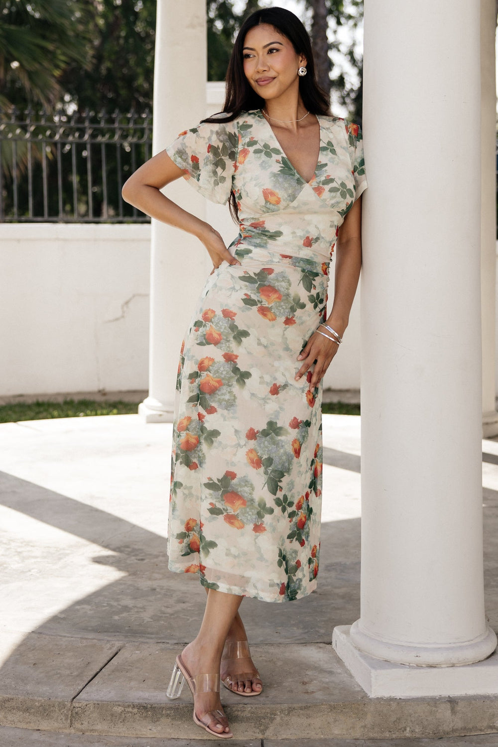 Amara Mesh Dress | Baltic Born Cream Multi Floral