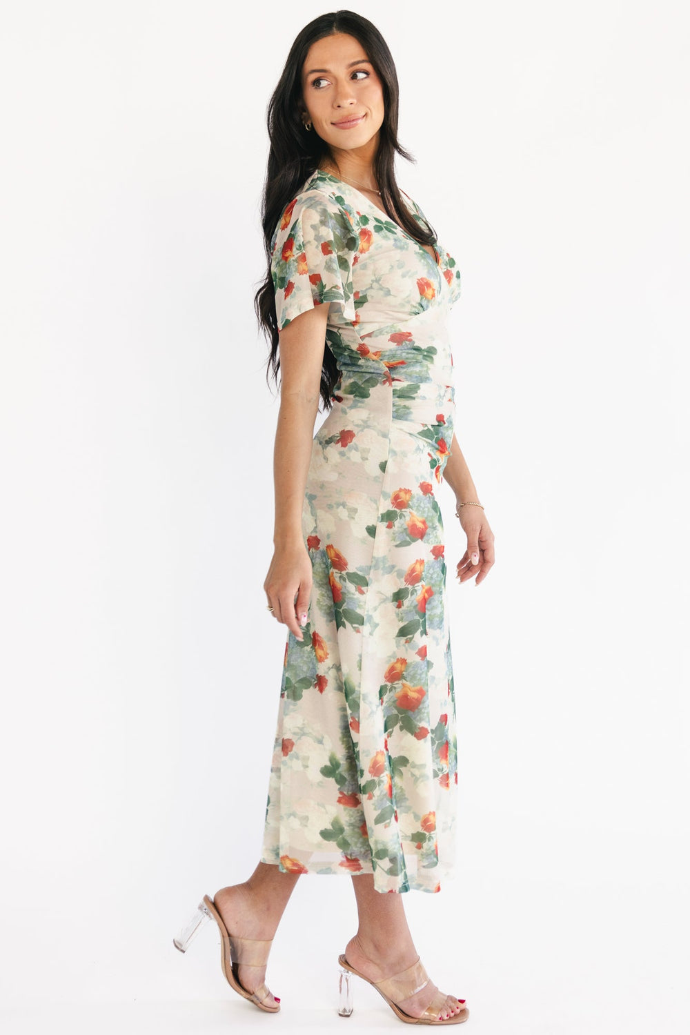 Amara Mesh Dress | Baltic Born Cream Multi Floral