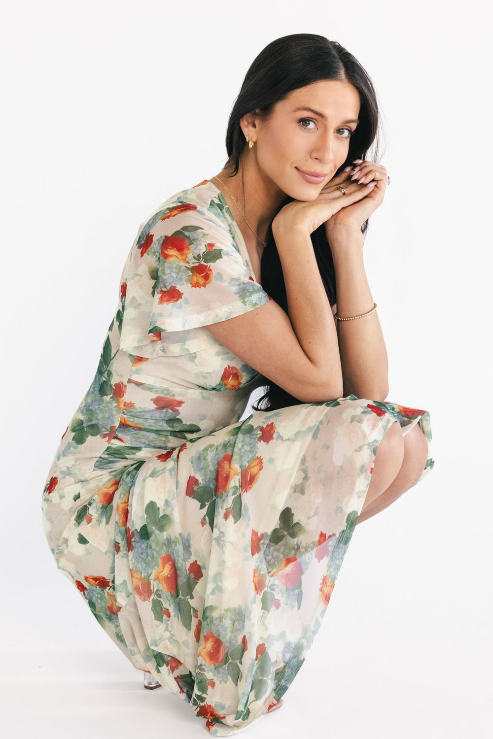 Amara Mesh Dress | Baltic Born Cream Multi Floral