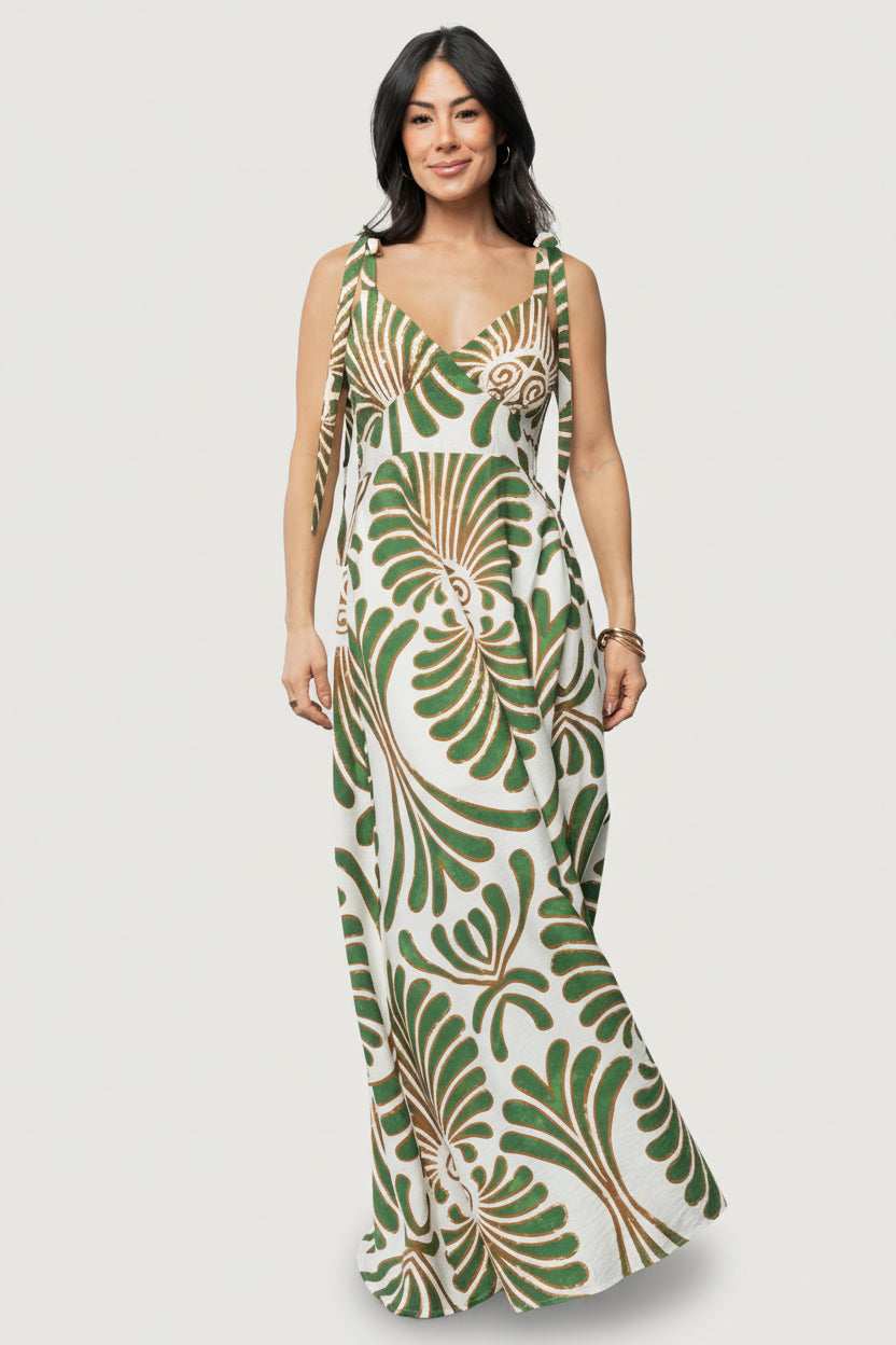 Camila Maxi Dress | Baltic Born Ivory + Green Print